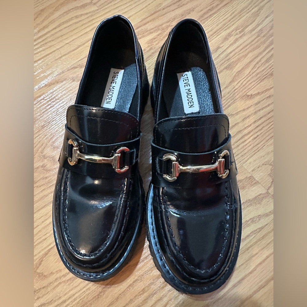 Steve Madden Black Leather Loafers